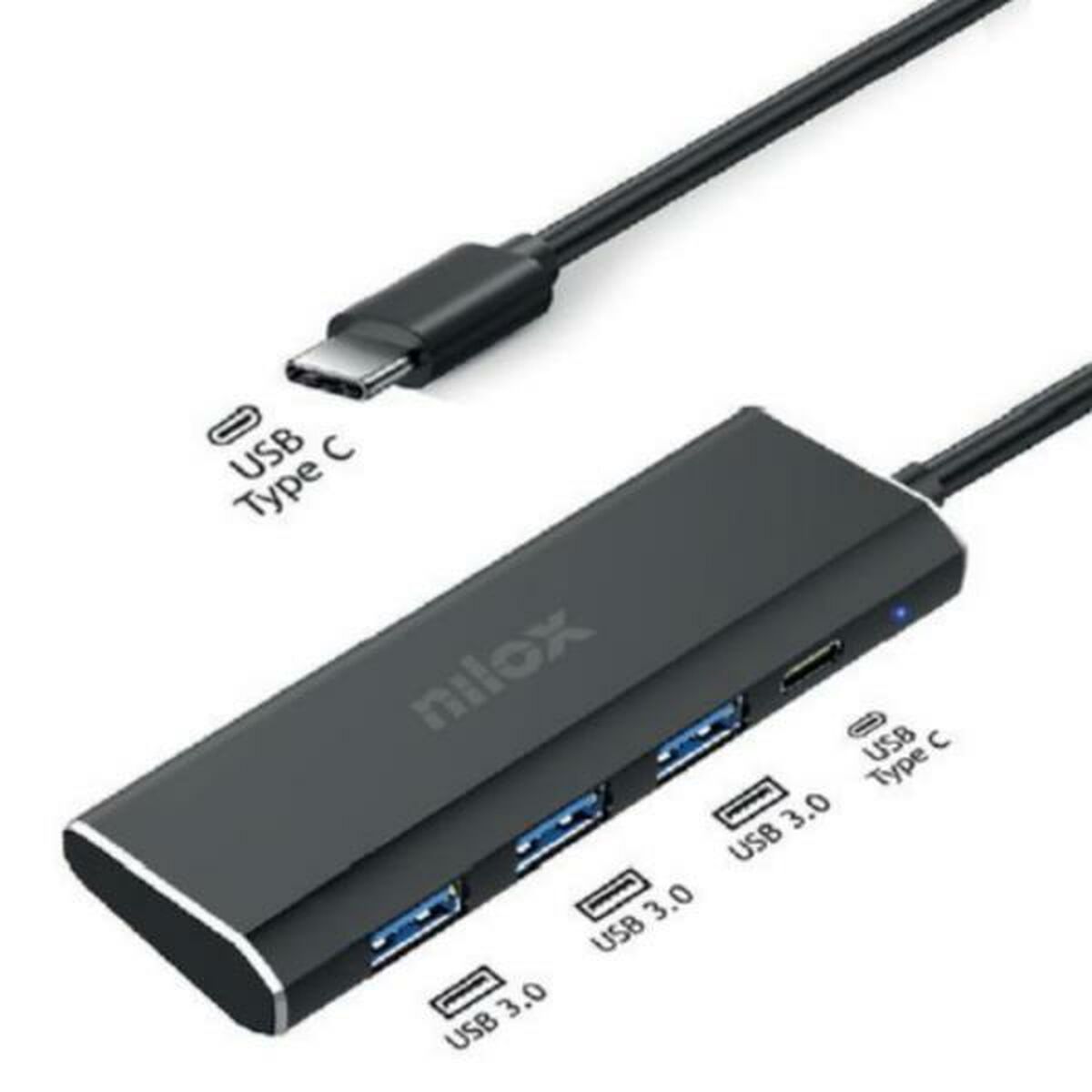 USB-HUB Nilox NXHUBUSBC03 Svart - 2