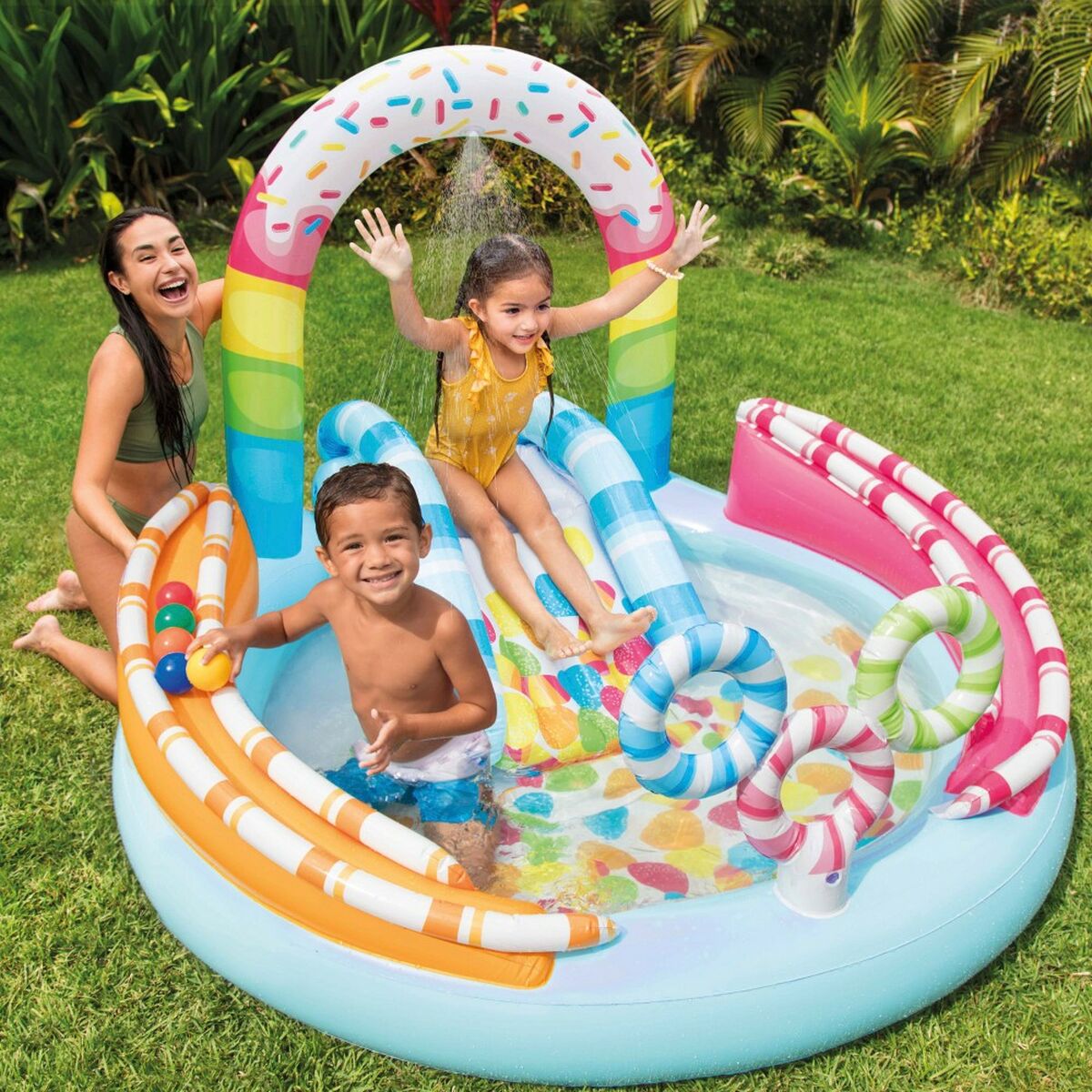 Uppblåsbar plaskpool för barn Intex Godis 165 L 170 x 122 x 168 cm (2 antal) - 6