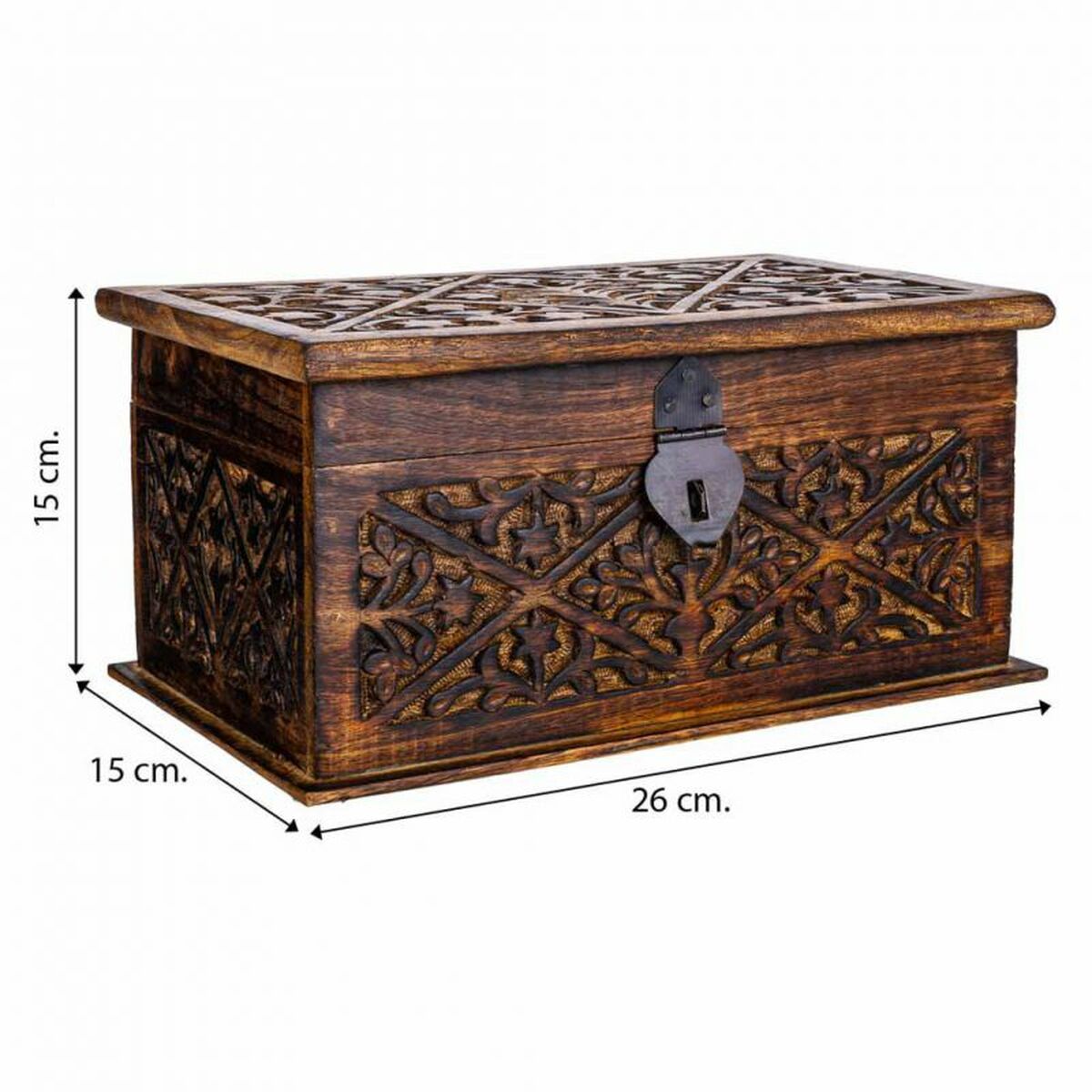 Koffert Alexandra House Living Brun Mangoträ 15 x 15 x 26 cm Traditionell stil - 8
