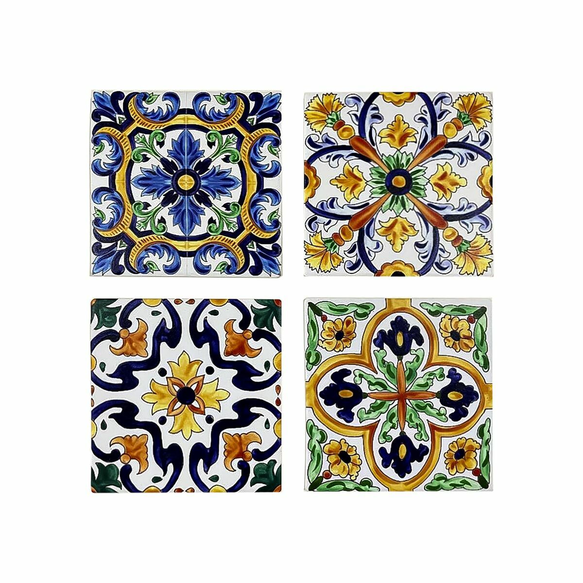 Underlägg DKD Home Decor Kakel 4 antal (10,8 x 10,8 x 0,7 cm)