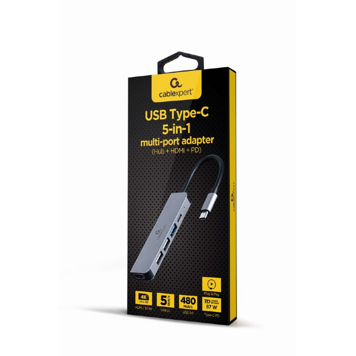 USB-HUB GEMBIRD A-CM-COMBO5-03 Silvrig 87 W