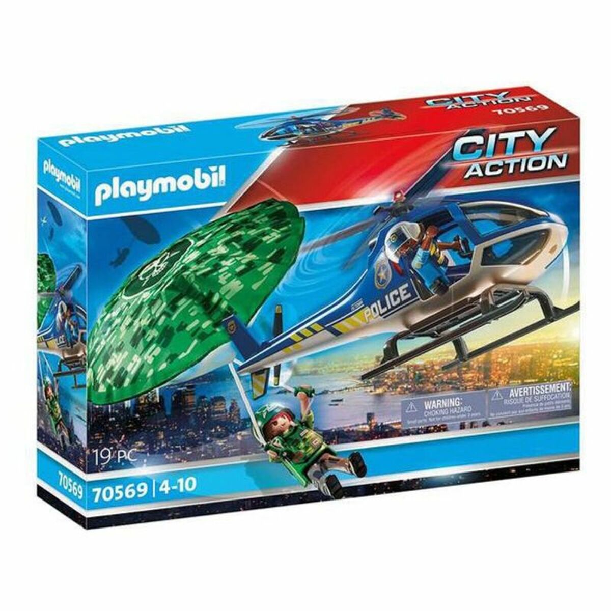 Playset  City Action Police helicopter: Parachute Chase Playmobil 70569 (19 pcs) - 7