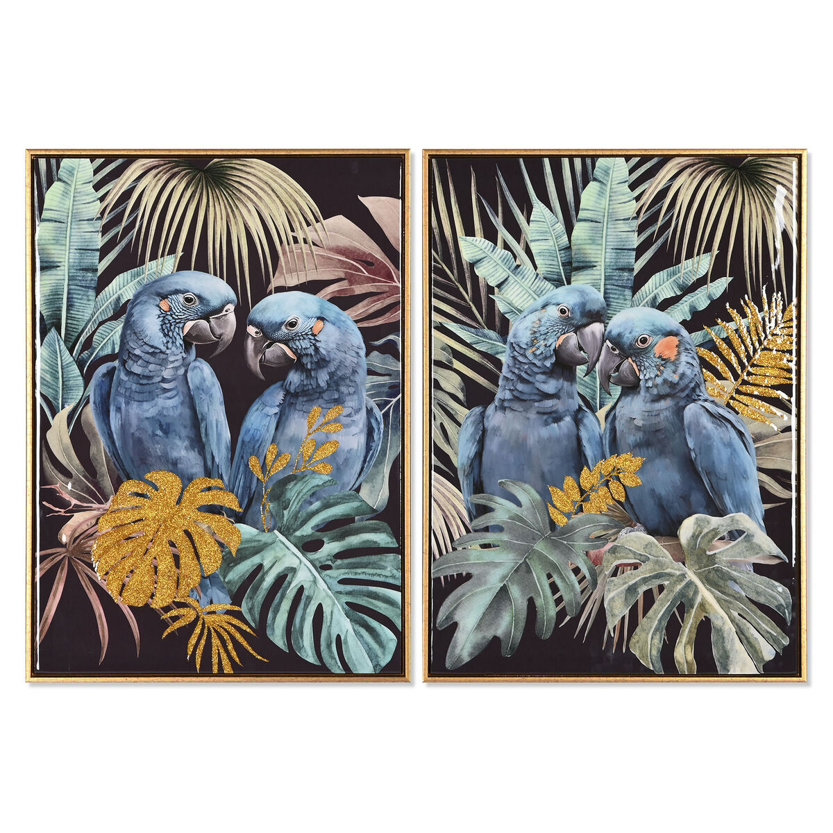 Tavla Home ESPRIT Papegoja Tropiskt Lackad 50 x 3,5 x 70 cm (2 antal)