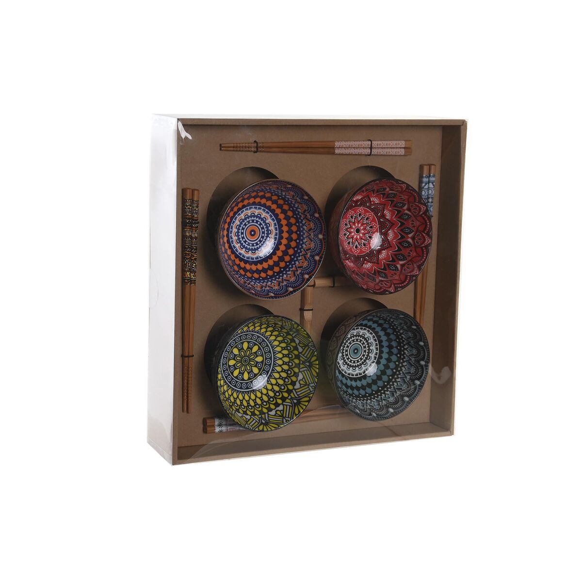 Sushiset DKD Home Decor Multicolour Bambu Stengods Mandala Orientalisk 34 x 34 x 6,5 cm (12 Delar) - 9