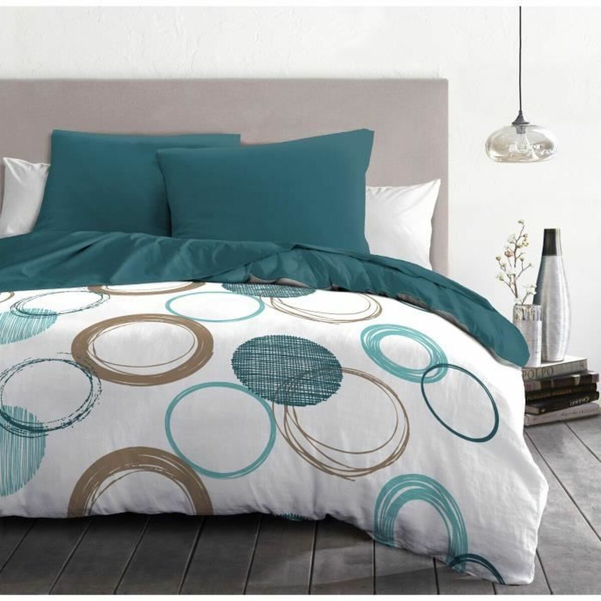 Täckslagsset HOME LINGE PASSION Grön 220 x 240 cm Cirklar - 4