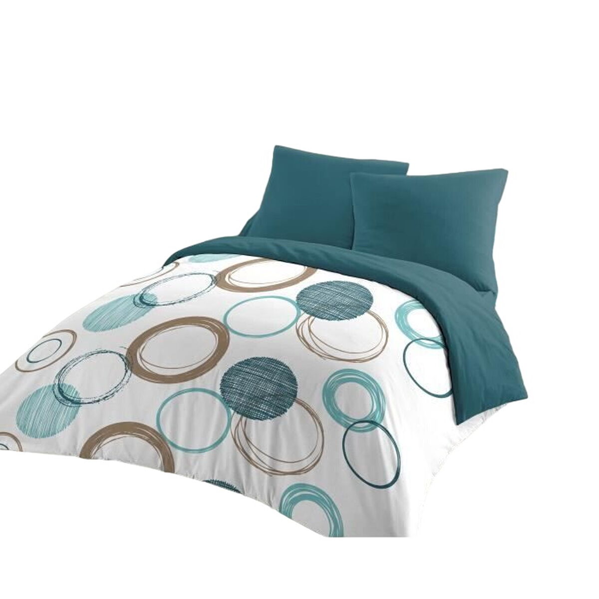 Täckslagsset HOME LINGE PASSION Grön 220 x 240 cm Cirklar