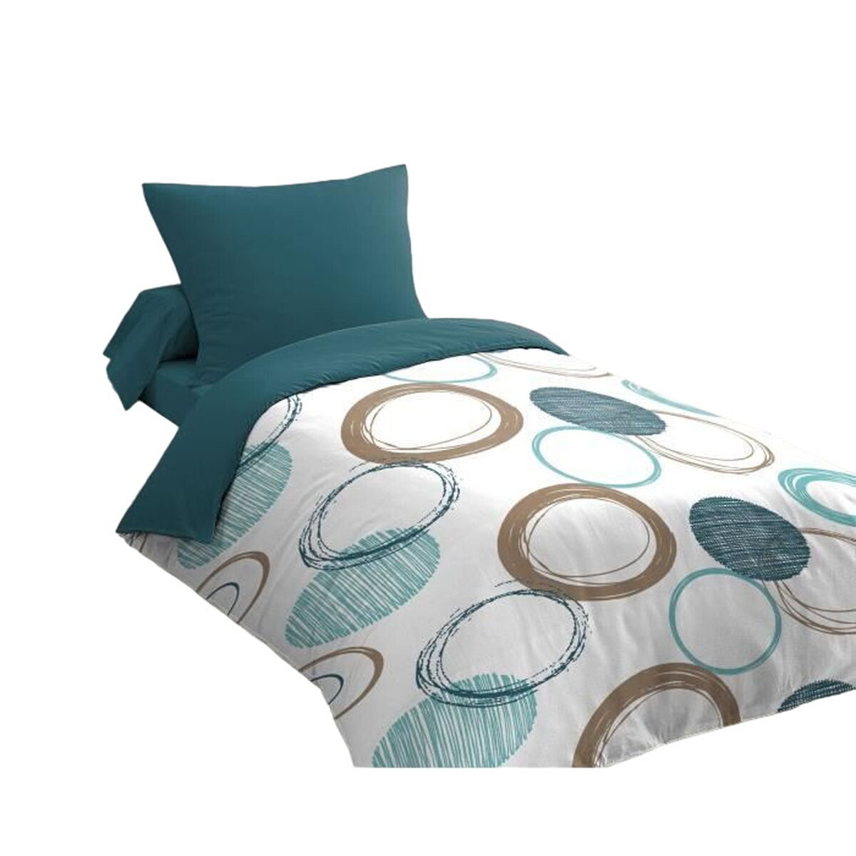 Täckslagsset HOME LINGE PASSION Grön 140 x 200 cm Cirklar