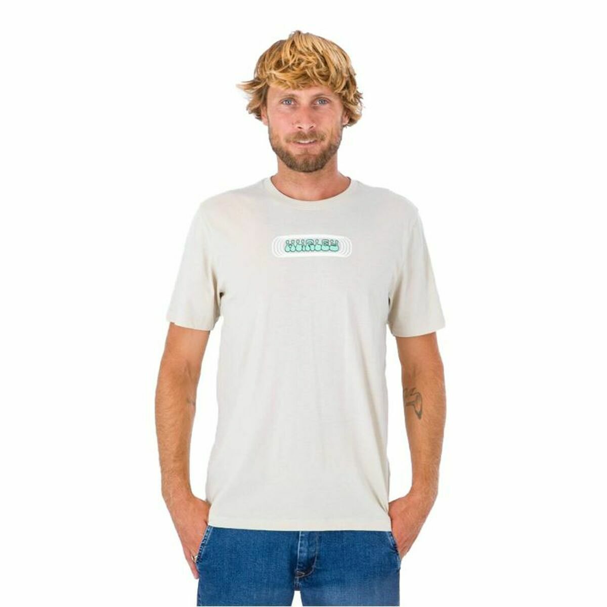 T-shirt med kortärm Herr Hurley Evd Explore Lost Square Grå