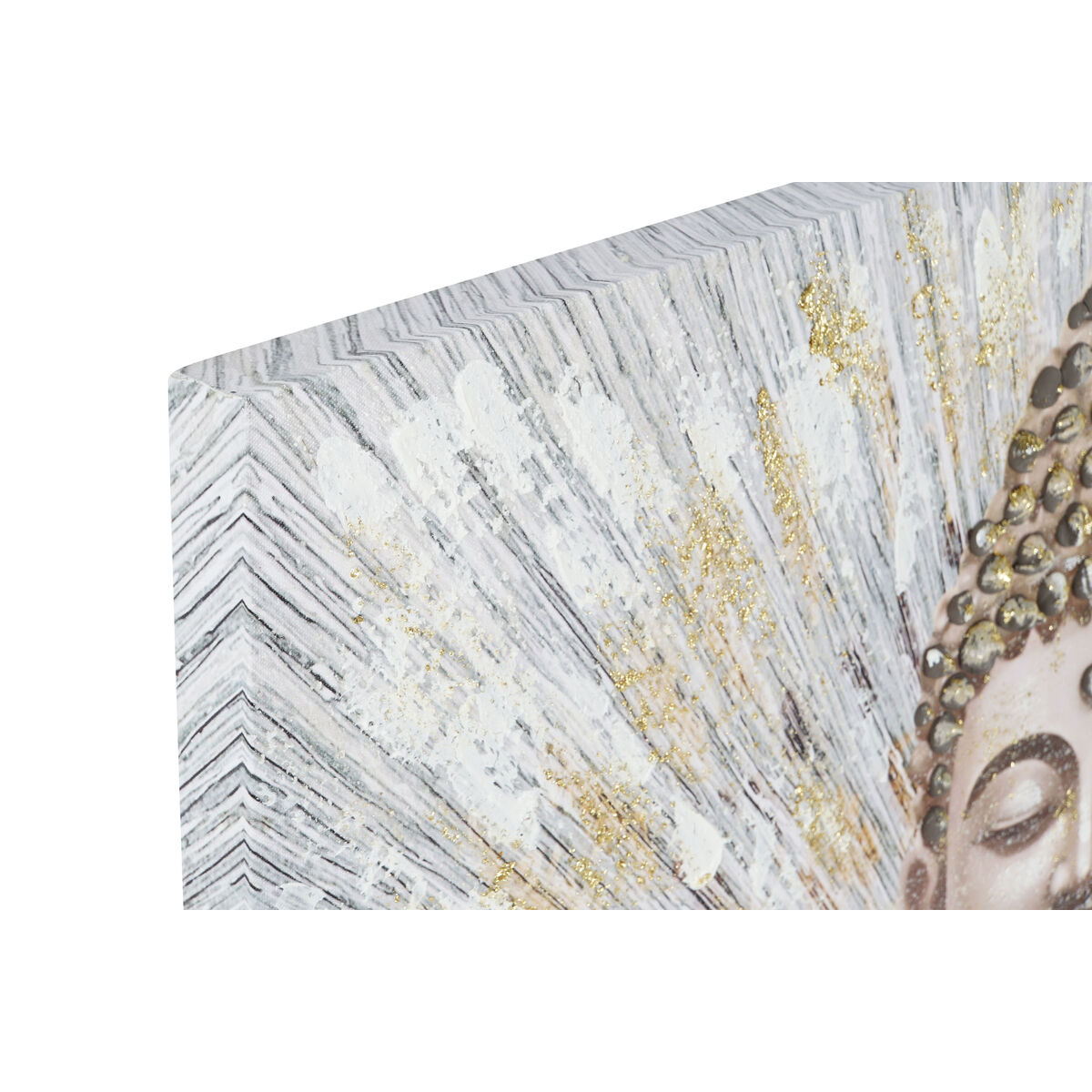 Kanvas Home ESPRIT Vit Brun Beige Gyllene Buddha Orientalisk 70 x 3 x 100 cm (2 antal) - 2
