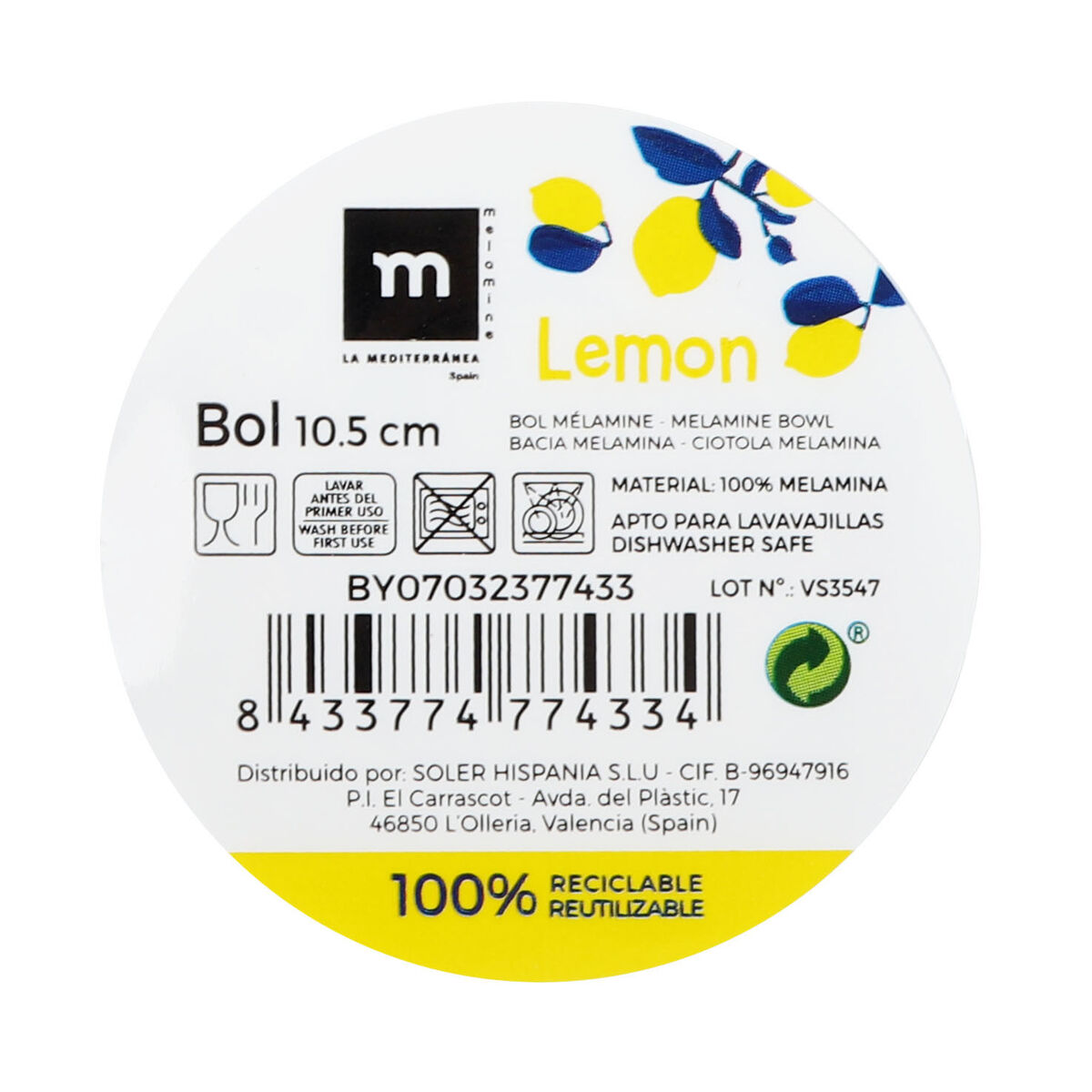 Snacksskål La Mediterránea Citron 10,5 cm (36 antal) - 3