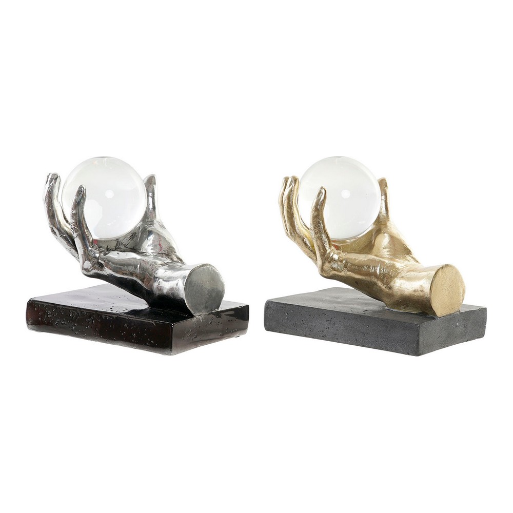 Prydnadsfigur DKD Home Decor Gyllene Silvrig Hand 50 ml 20 x 14 x 18 cm (2 antal) - 3