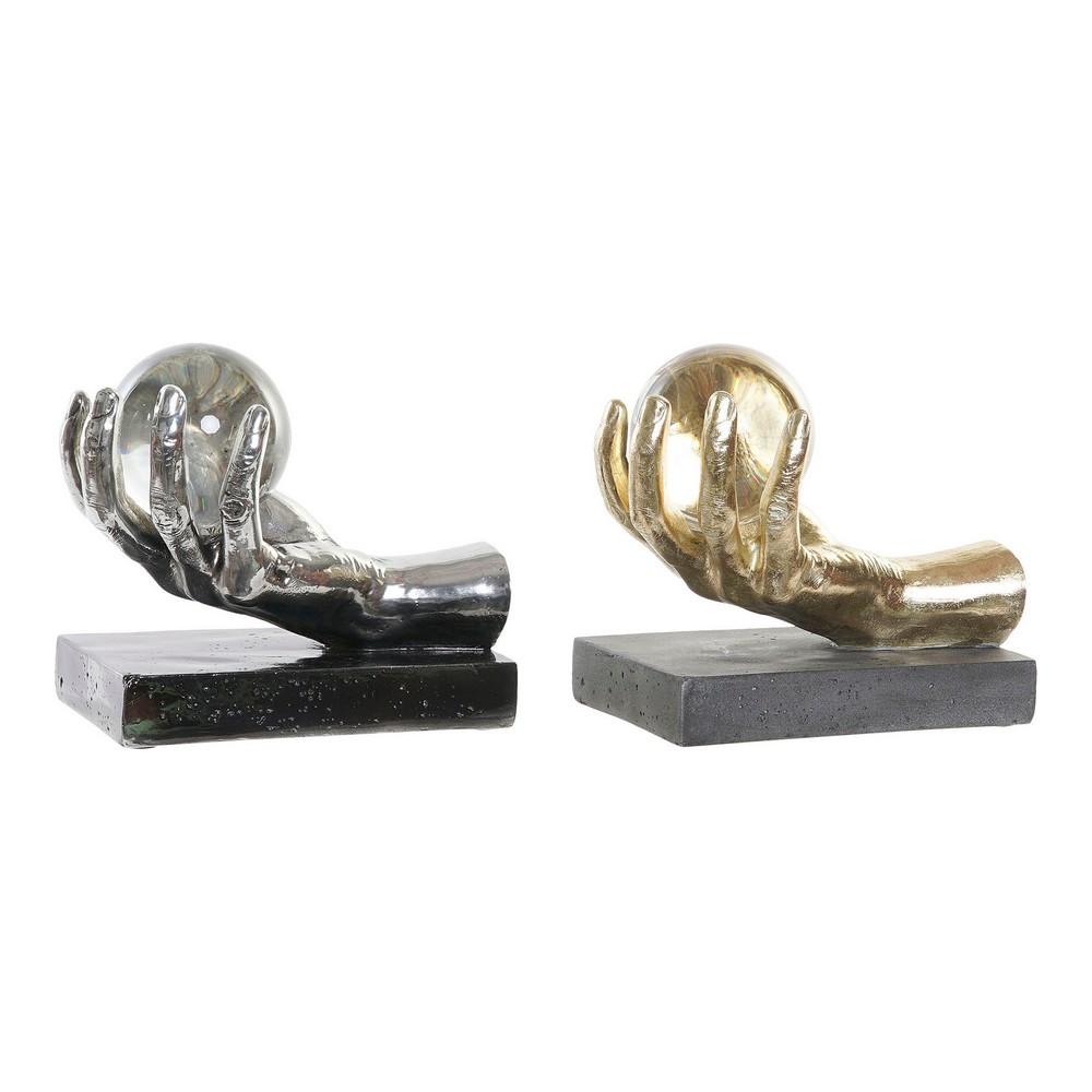 Prydnadsfigur DKD Home Decor Gyllene Silvrig Hand 50 ml 20 x 14 x 18 cm (2 antal)