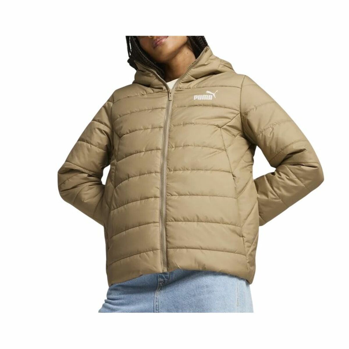 Sportjacka, Dam Puma Ess Hooded Padded Jacket Beige - 3