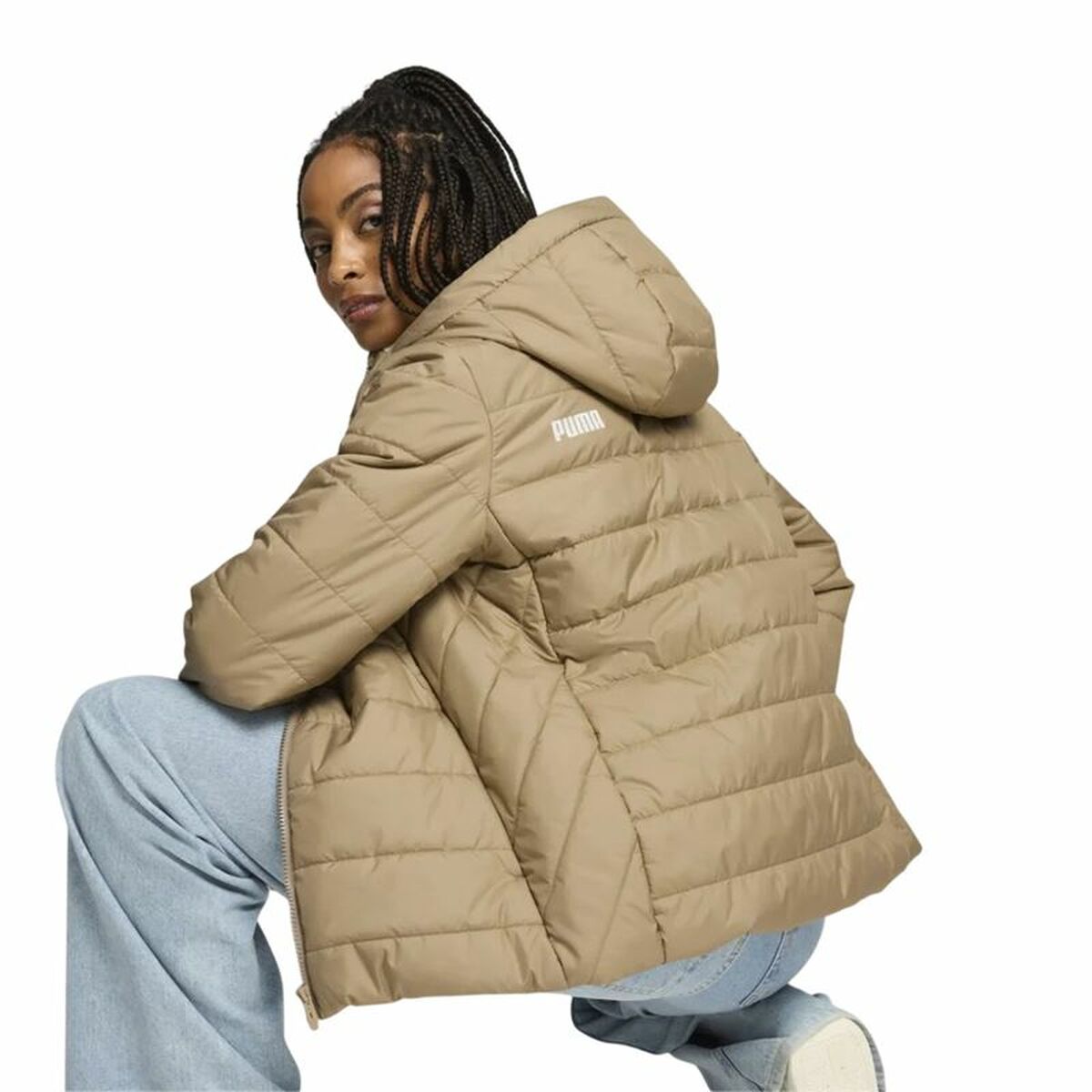 Sportjacka, Dam Puma Ess Hooded Padded Jacket Beige - 4