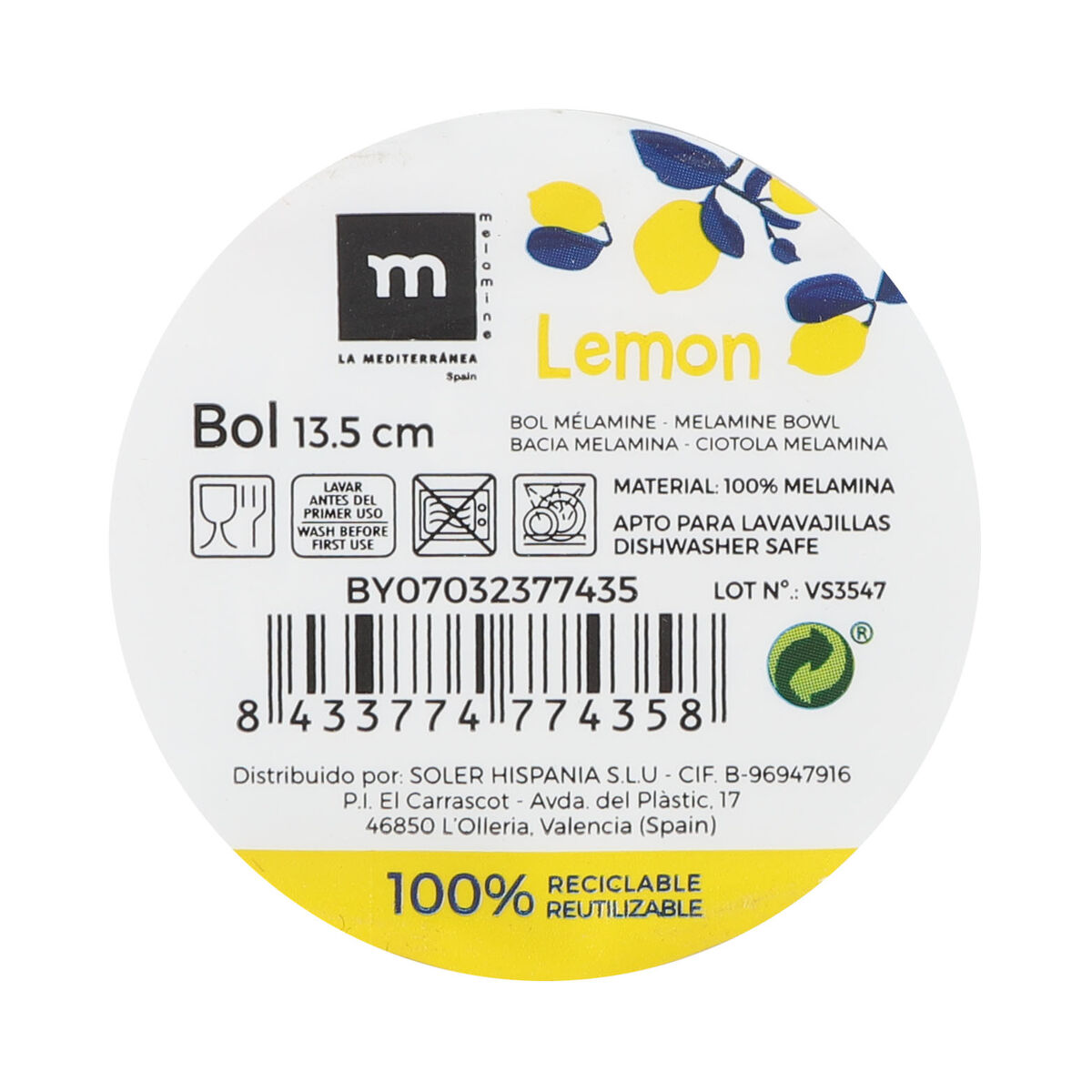 Snacksskål La Mediterránea Citron 13,5 cm (24 antal) - 3