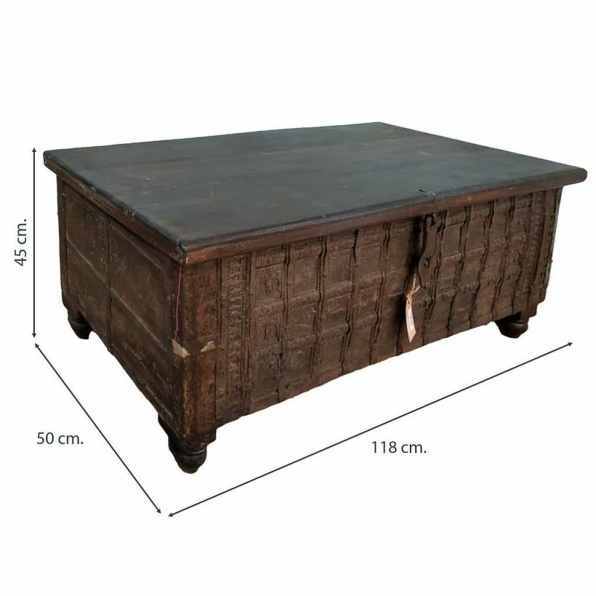 Koffert Alexandra House Living Brun Återvunnet Trä 50 x 45 x 118 cm - 5