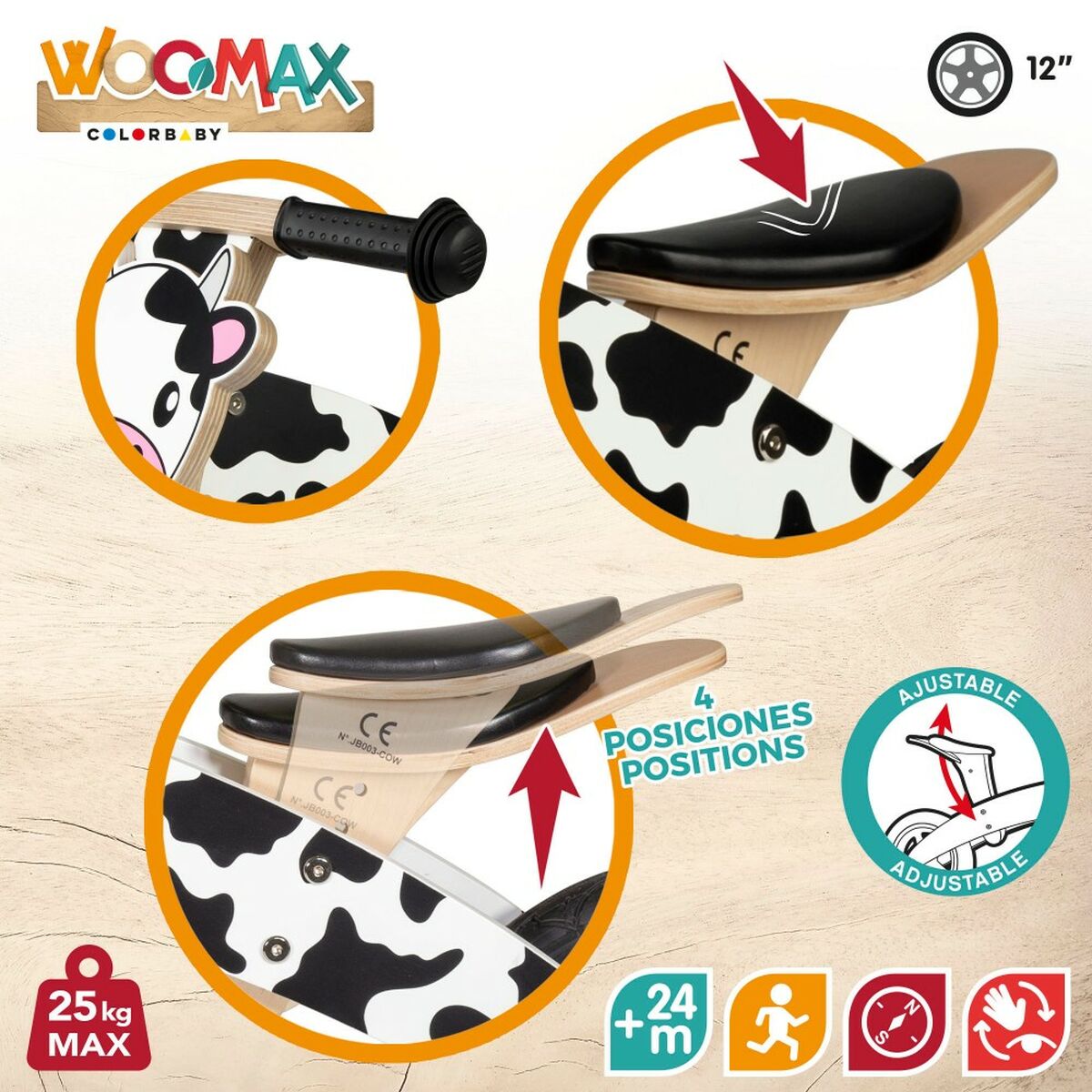 Barncykel Woomax Ko 12" Utan pedaler - 6