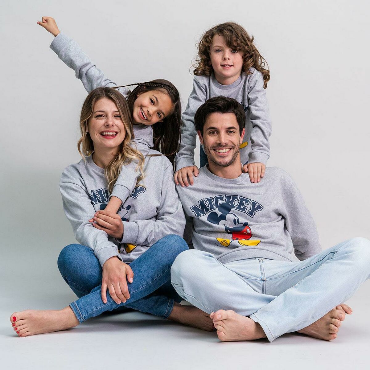 Tröja utan huva Unisex Mickey Mouse Grå - 2