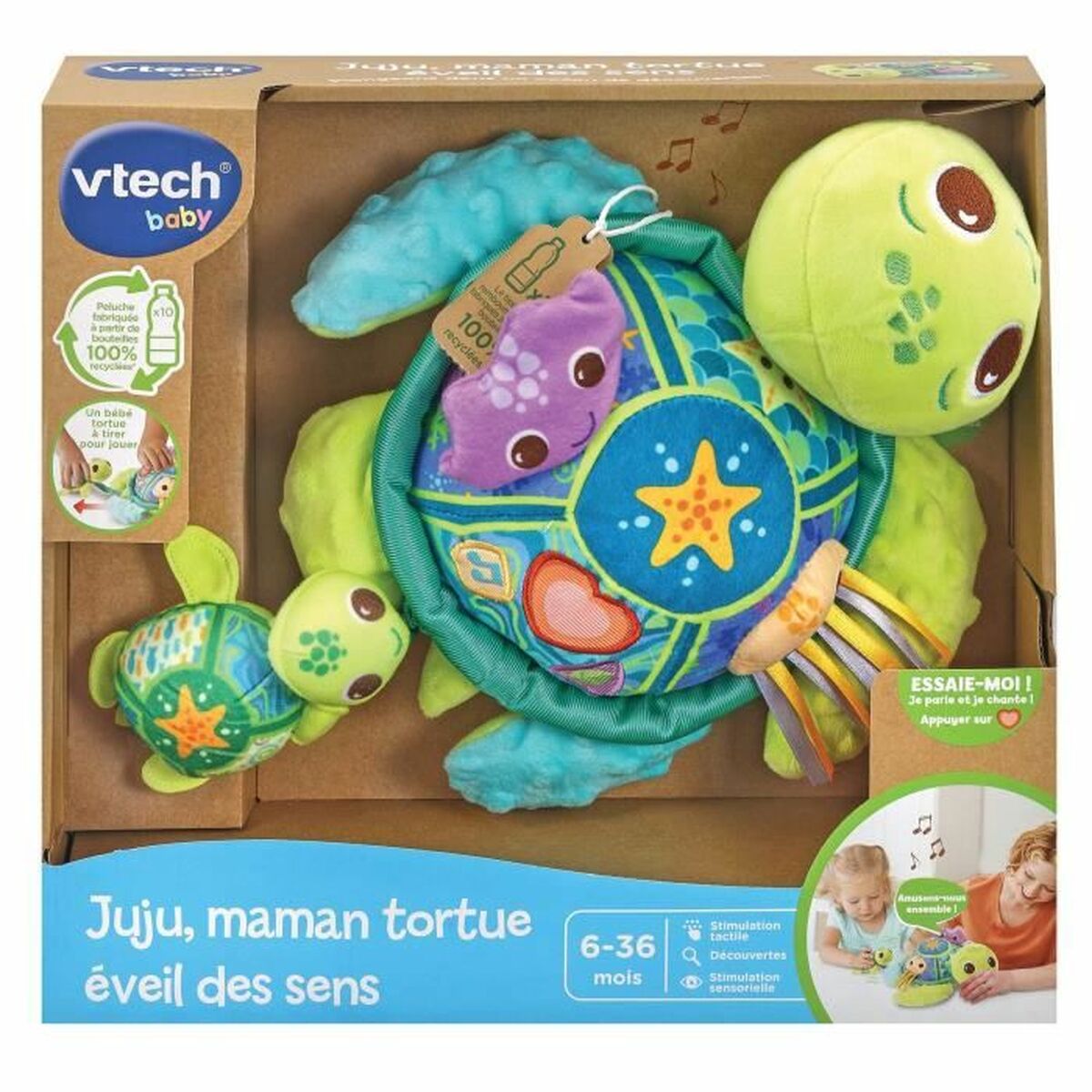 Mjukisleksak Vtech Baby  Juju, Mother Turtle  + 6 månader Återvunnen Musik - 7