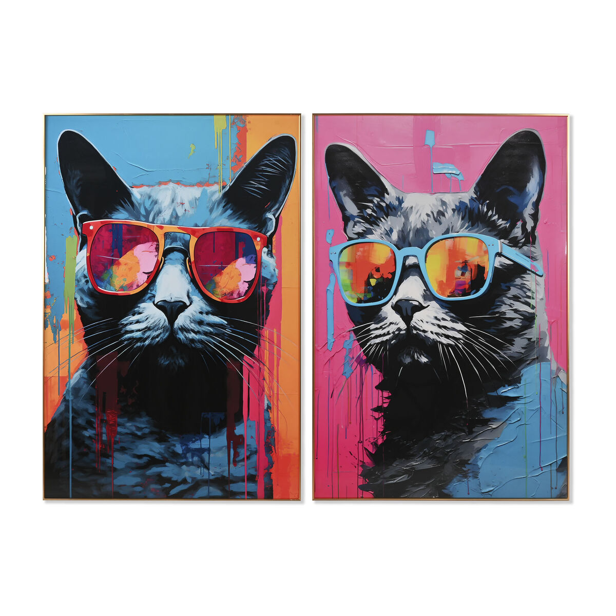Tavla Home ESPRIT Modern Katt 80 x 3 x 120 cm (2 antal)