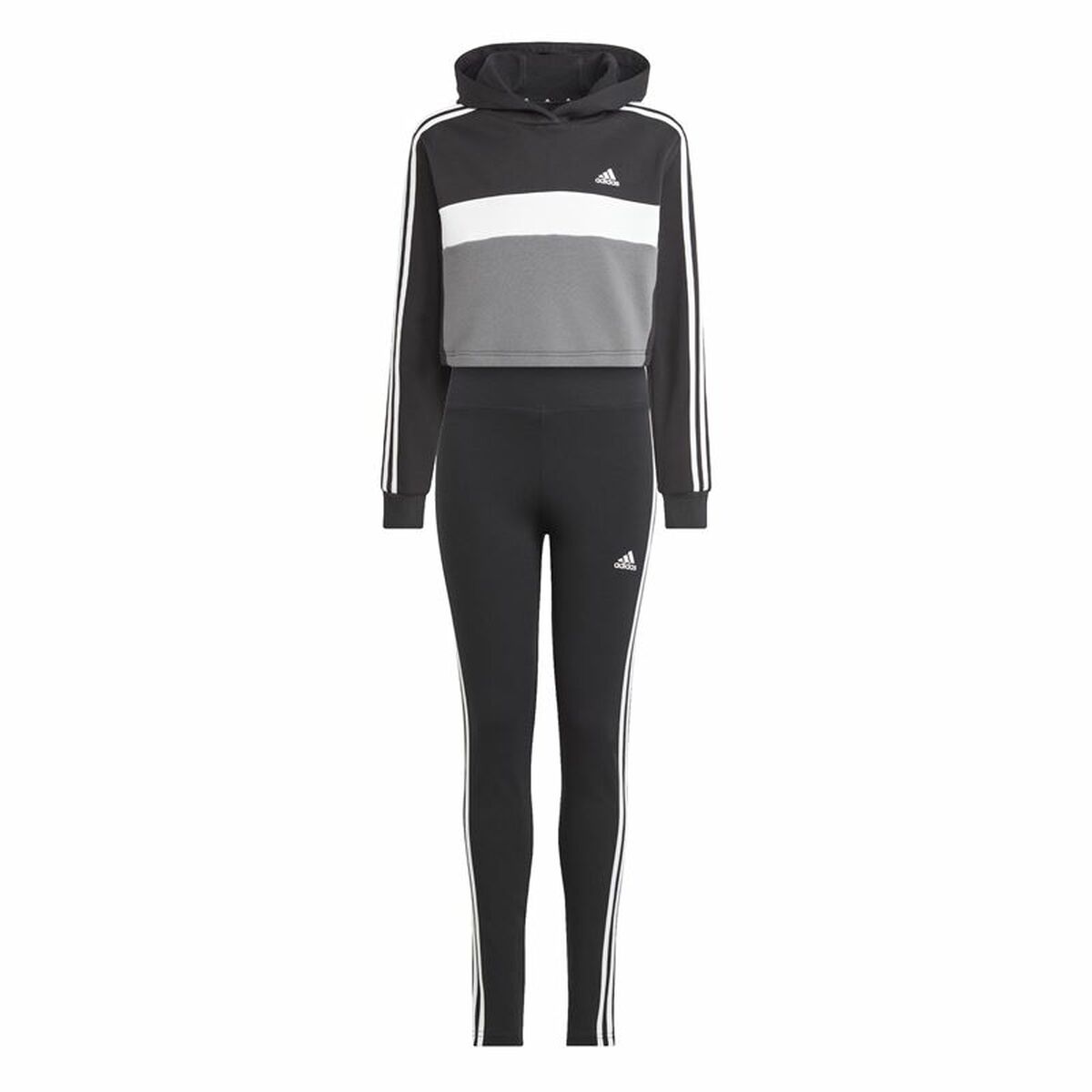 Träningsoverall, Dam Adidas Tiberio 3- Stripes Colorblock Svart Grå