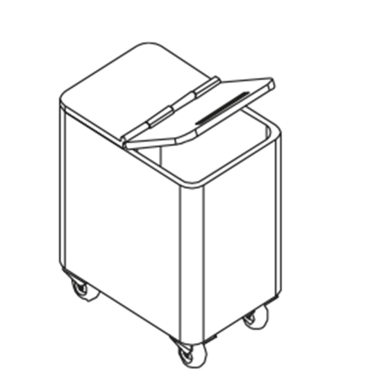 mobil bin med rundade hörn och lock, kapacitet 160 kg, 400x600 mm