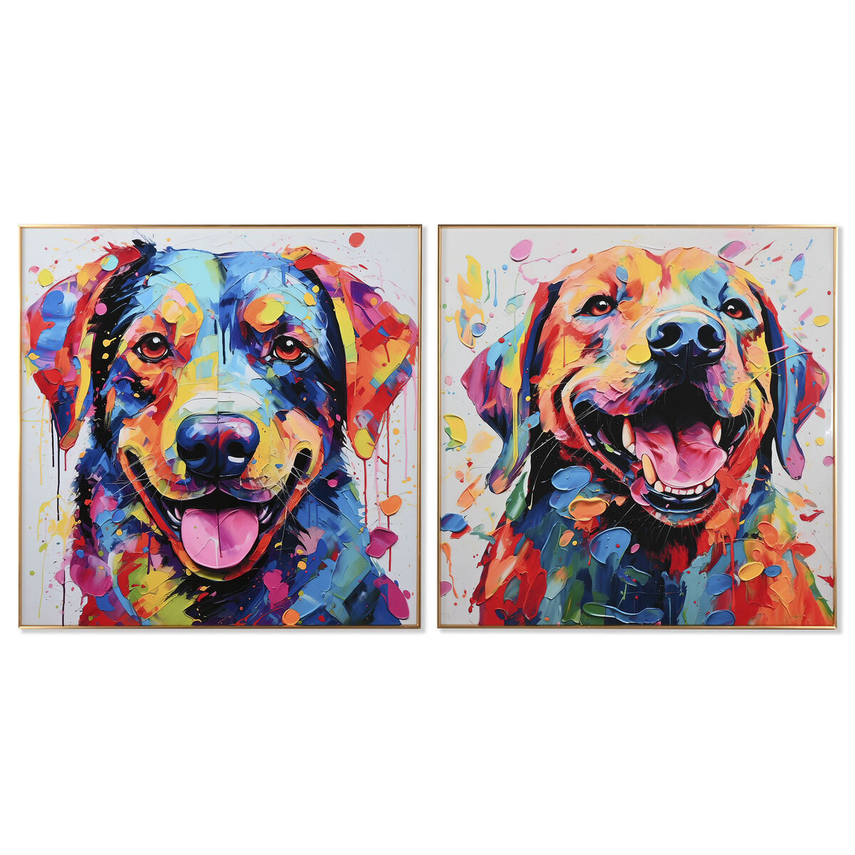 Tavla Home ESPRIT Modern Hund 80 x 3 x 80 cm (2 antal)