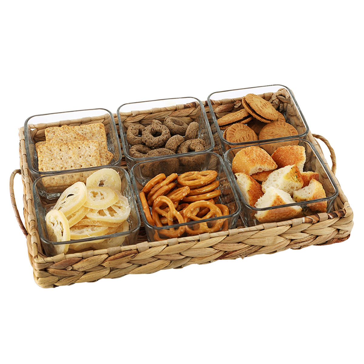 Snacksbricka DKD Home Decor 32 x 11 x 6 cm Glas Naturell 280 ml (7 antal)