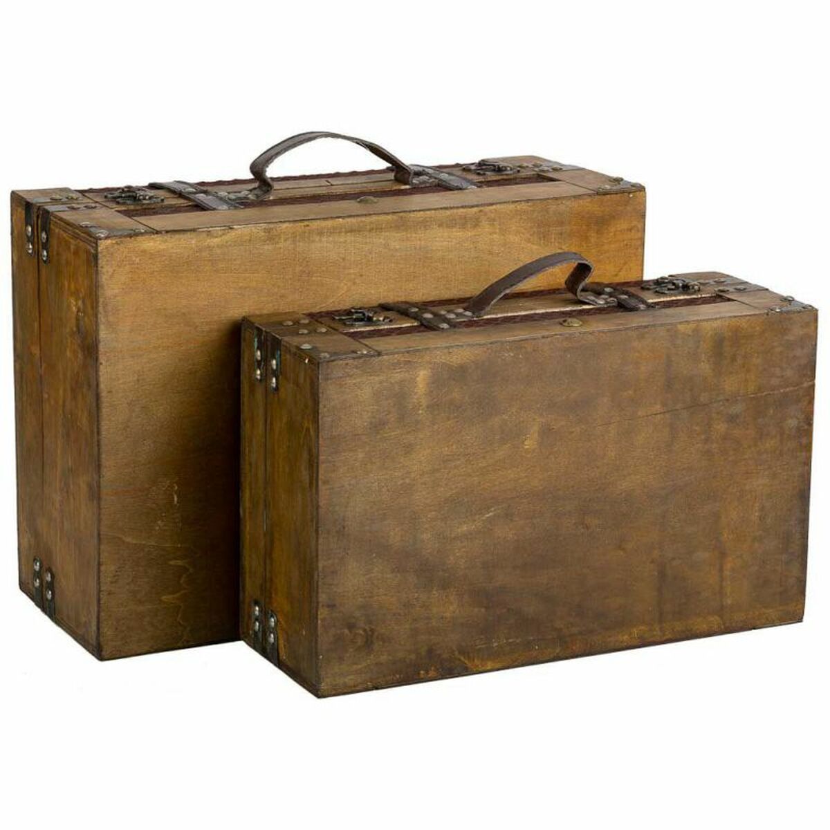 Uppsättning resväskor Alexandra House Living Brun PVC Trä Metall Tyg Vintage 31 x 17 x 45 cm 40 x 24 x 13,5 cm Dekorativ 2 Delar - 5