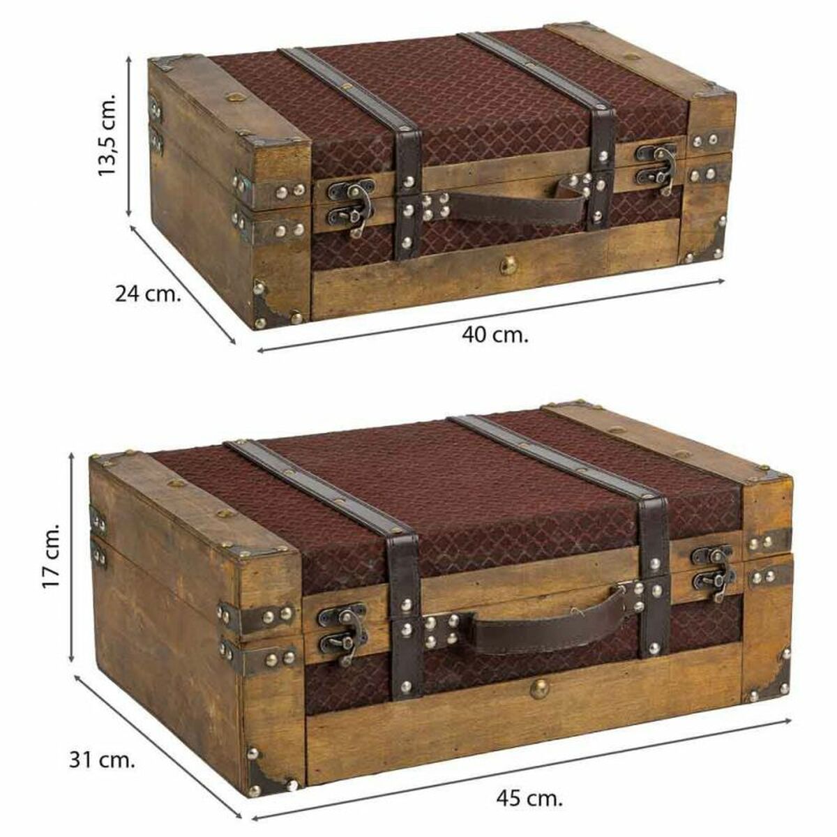Uppsättning resväskor Alexandra House Living Brun PVC Trä Metall Tyg Vintage 31 x 17 x 45 cm 40 x 24 x 13,5 cm Dekorativ 2 Delar - 4