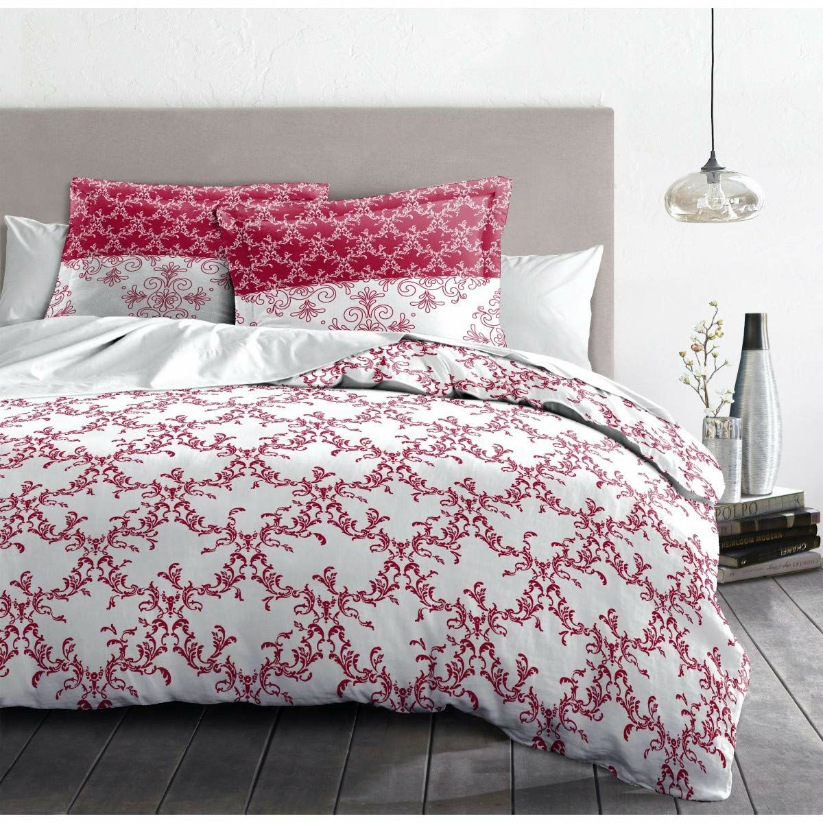 Täckslagsset HOME LINGE PASSION Vit Bordeaux 220 x 240 cm 3 Delar - 3