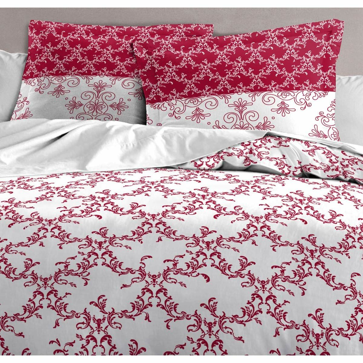 Täckslagsset HOME LINGE PASSION Vit Bordeaux 220 x 240 cm 3 Delar - 2