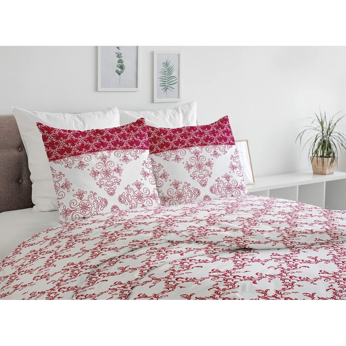 Täckslagsset HOME LINGE PASSION Vit Bordeaux 220 x 240 cm 3 Delar - 4