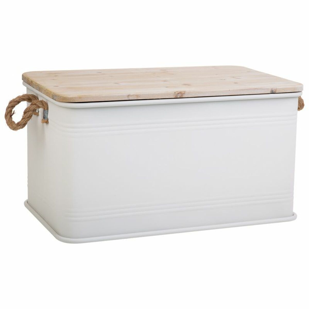 Koffert Alexandra House Living Cargo Vit Hampa Metall Granträ 38 x 60 x 33 cm - 4