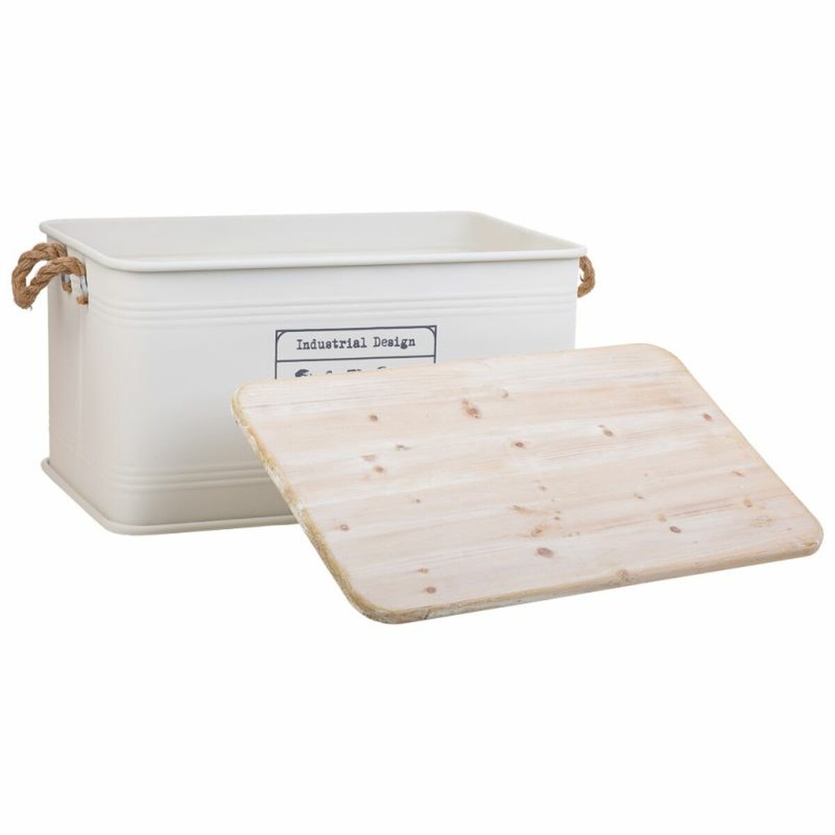 Koffert Alexandra House Living Cargo Vit Hampa Metall Granträ 38 x 60 x 33 cm - 5