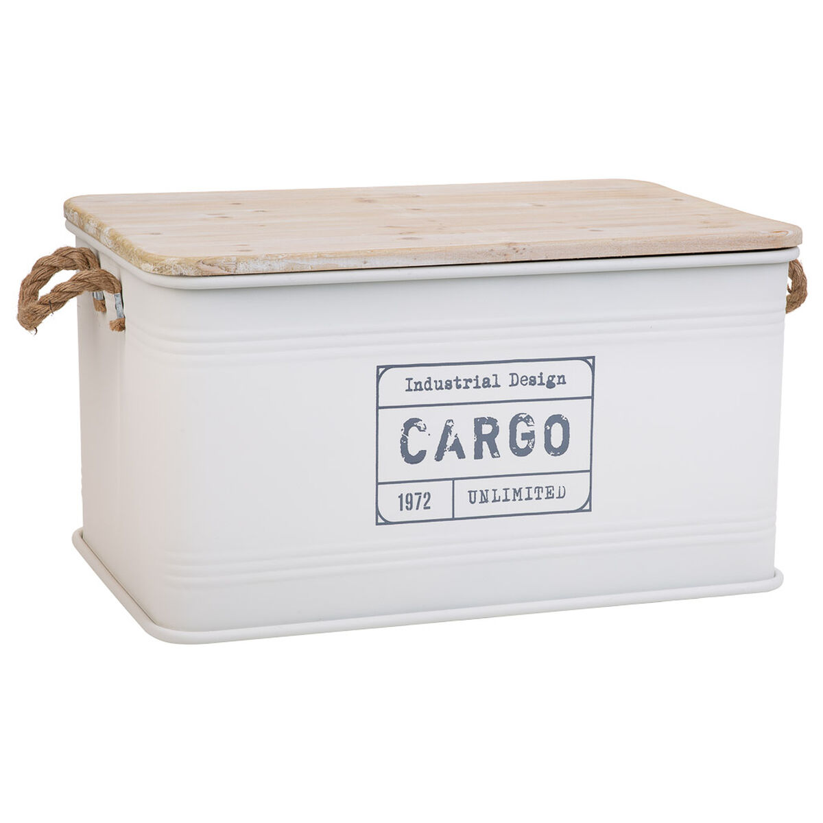 Koffert Alexandra House Living Cargo Vit Hampa Metall Granträ 38 x 60 x 33 cm