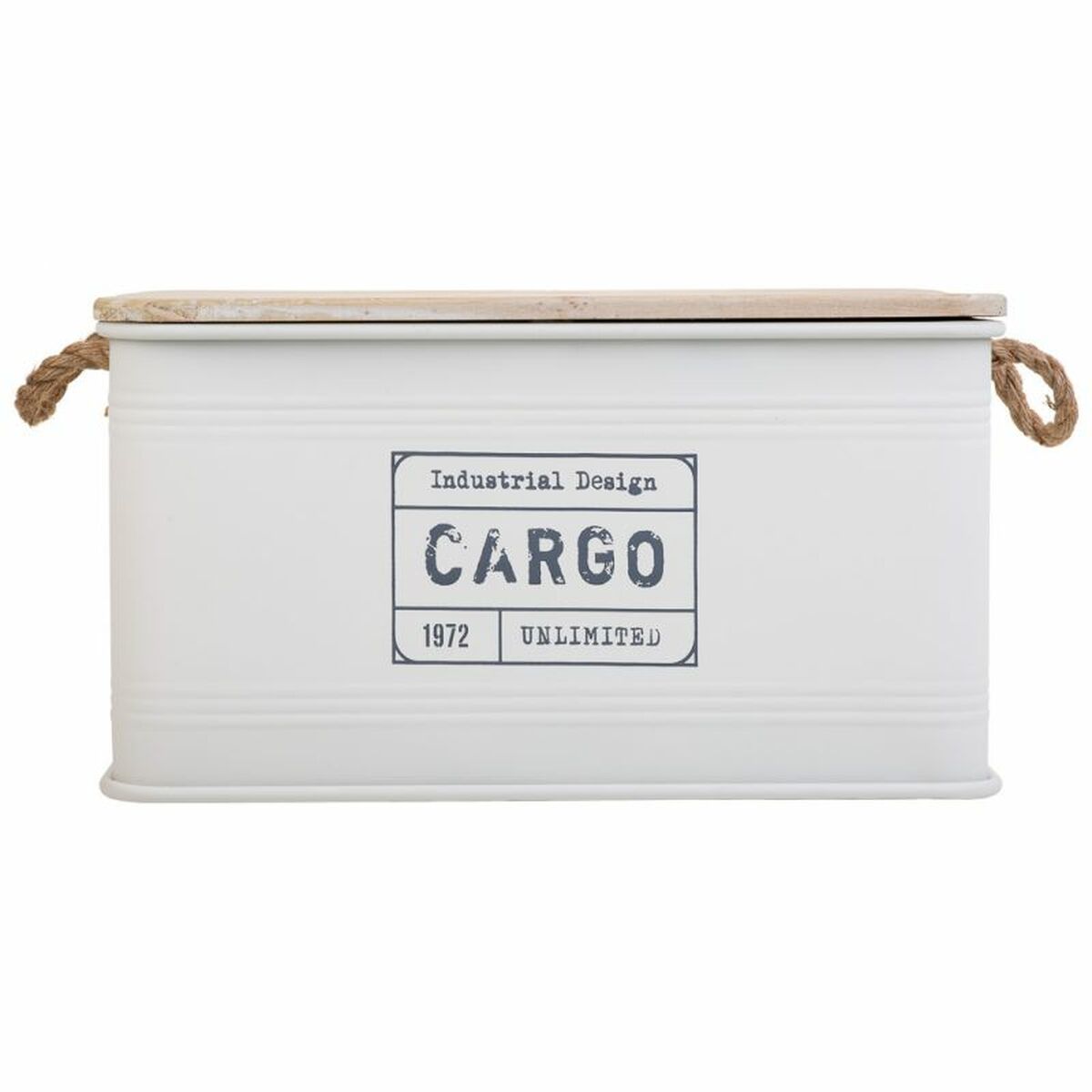 Koffert Alexandra House Living Cargo Vit Hampa Metall Granträ 38 x 60 x 33 cm - 2