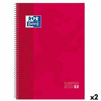 Bok med ringar Oxford Classic Europeanbook 1 Röd A4+ 80 Blad 5 Delar (2 antal)