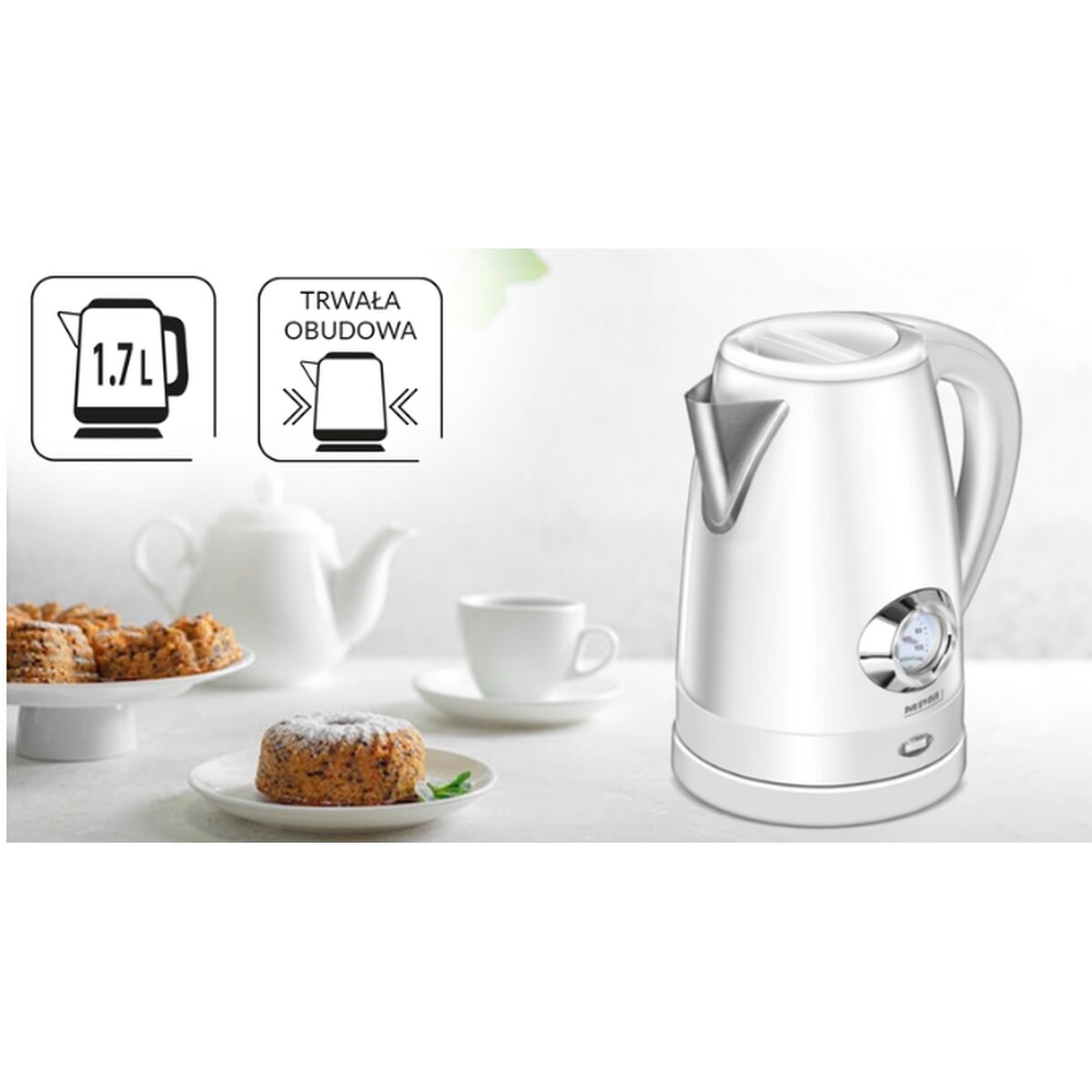 Vattenkokare Mpm MCZ-108 Vit Rostfritt stål 1500 W 1,7 L - 5