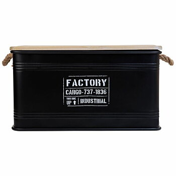 Koffert Alexandra House Living Factory Svart Hampa Metall Granträ 38 x 60 x 33 cm