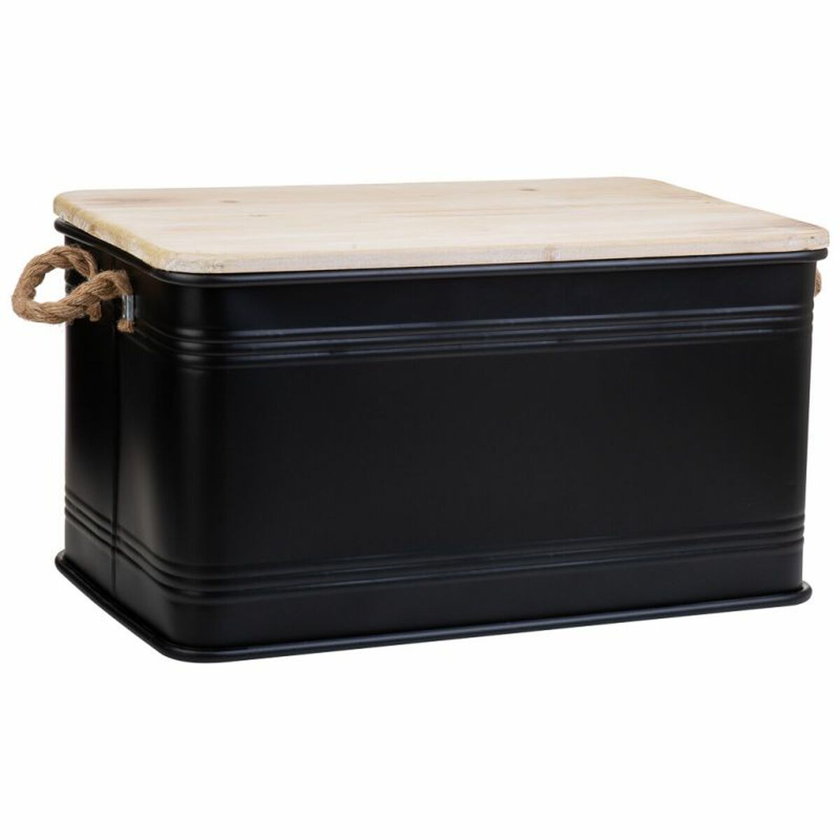 Koffert Alexandra House Living Factory Svart Hampa Metall Granträ 38 x 60 x 33 cm - 4