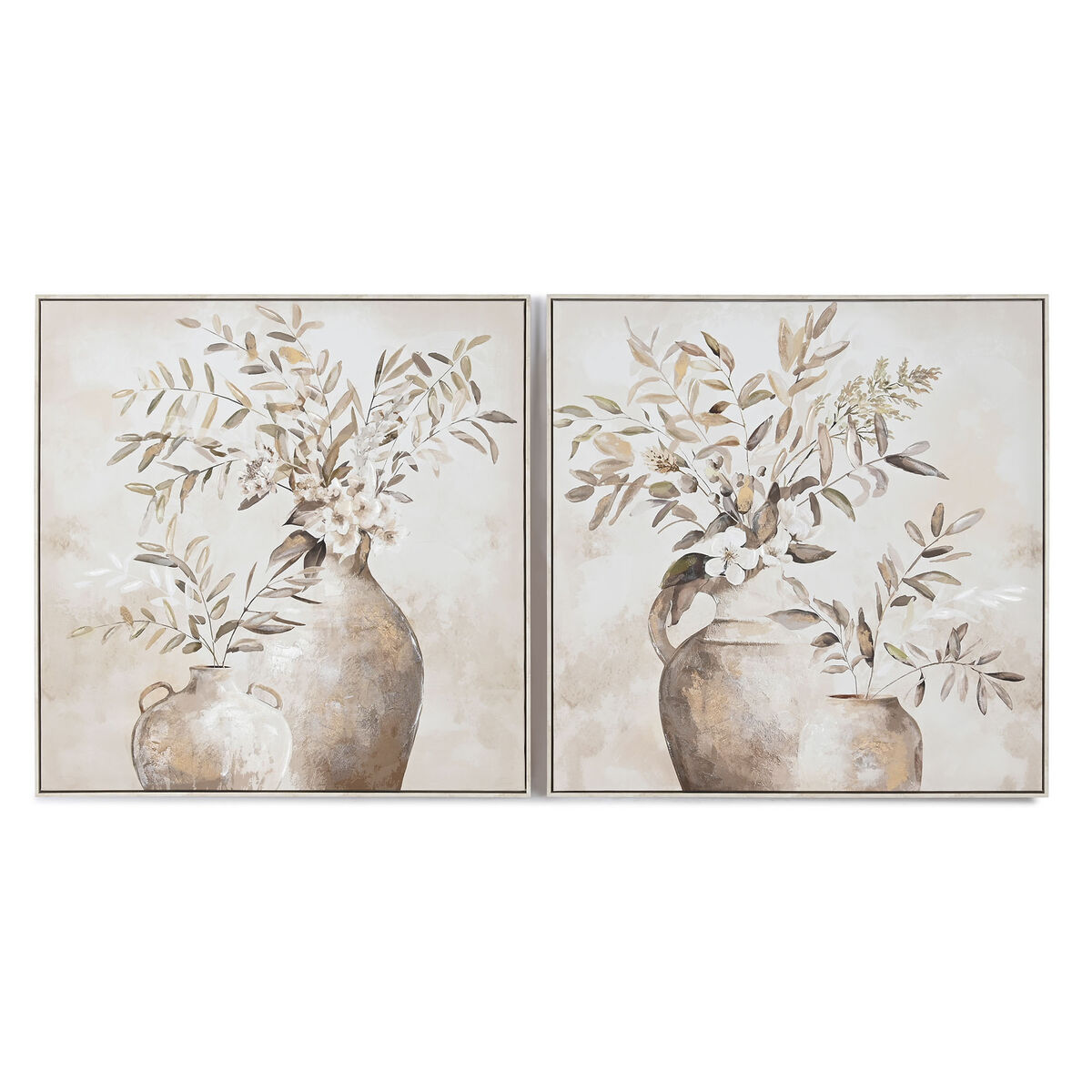 Kanvas Home ESPRIT Beige Gyllene Vas Traditionell 82 x 4,5 x 82 cm 82 x 3,5 x 82 cm (2 antal)