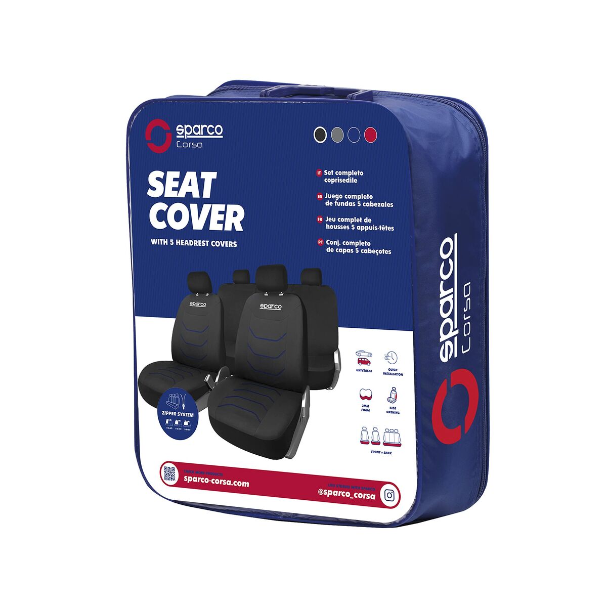 Uppsättning av sätesöverdrag Sparco Corsa Svart/Blå - 2