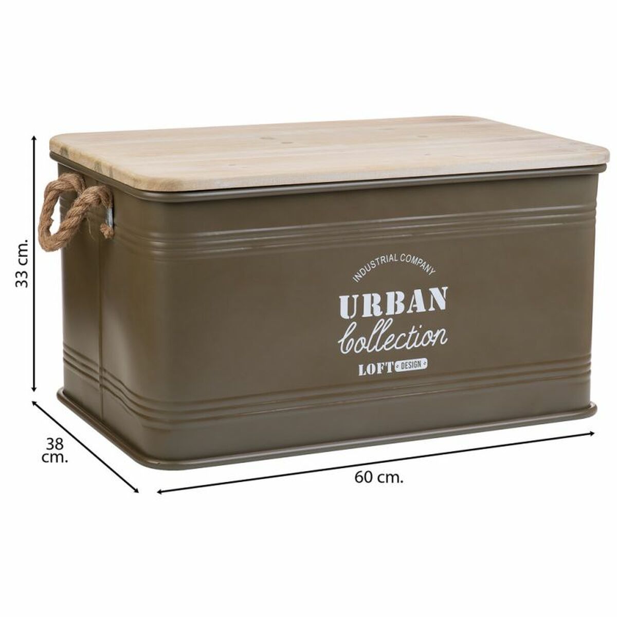 Koffert Alexandra House Living Urban Grön Hampa Metall Granträ 38 x 60 x 33 cm - 4
