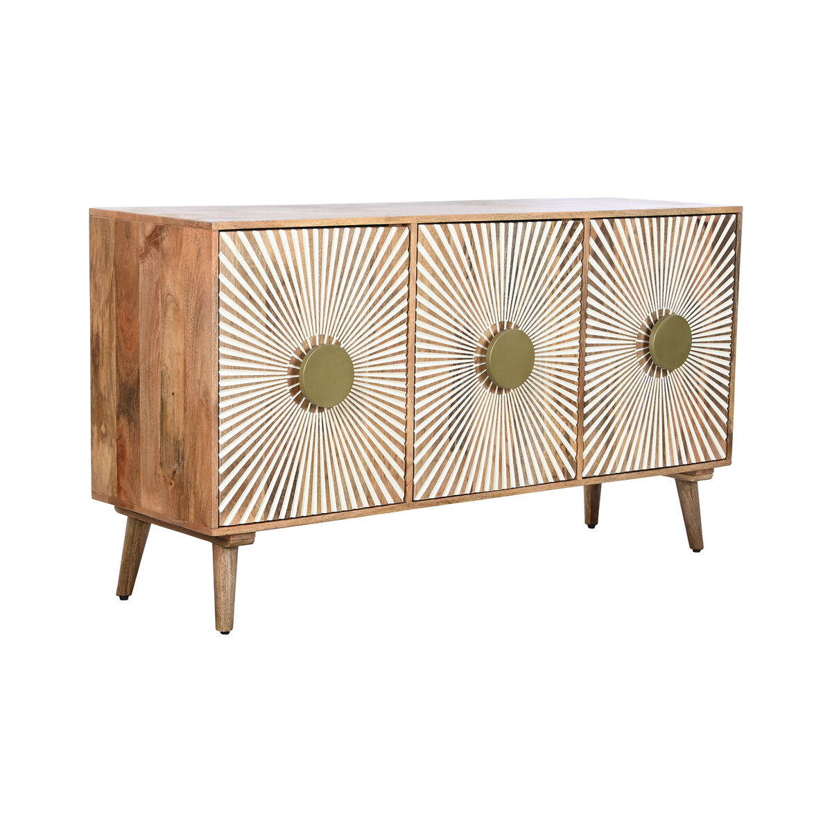 Skänk Home ESPRIT Vit Gyllene Naturell Trä 145 x 45 x 80 cm