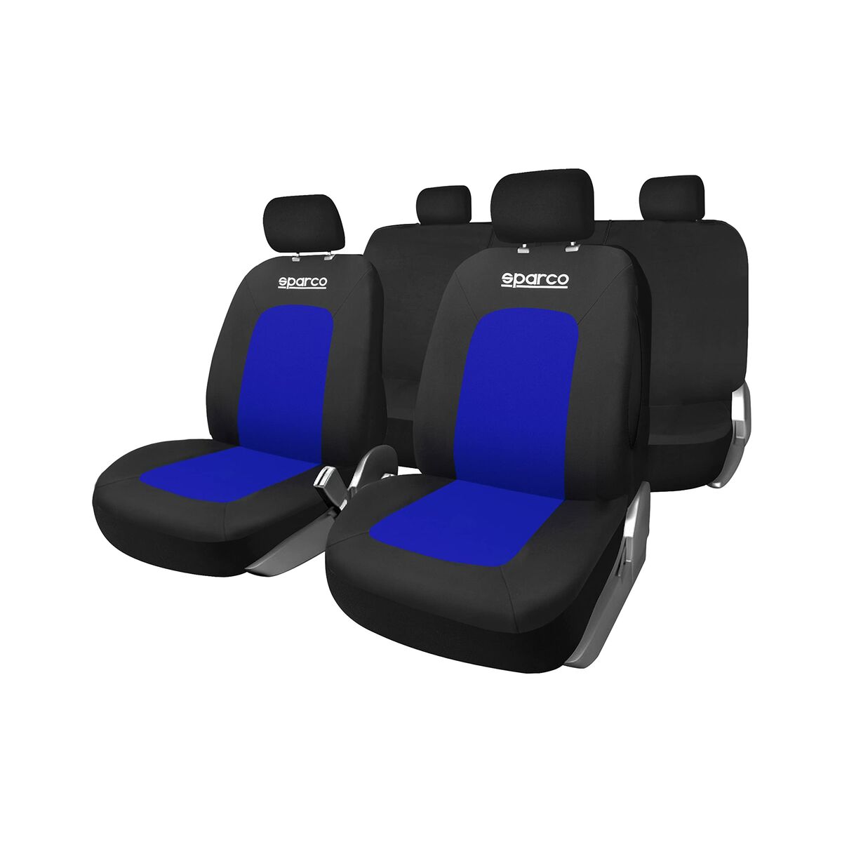 Uppsättning av sätesöverdrag Sparco Sport Svart/Blå