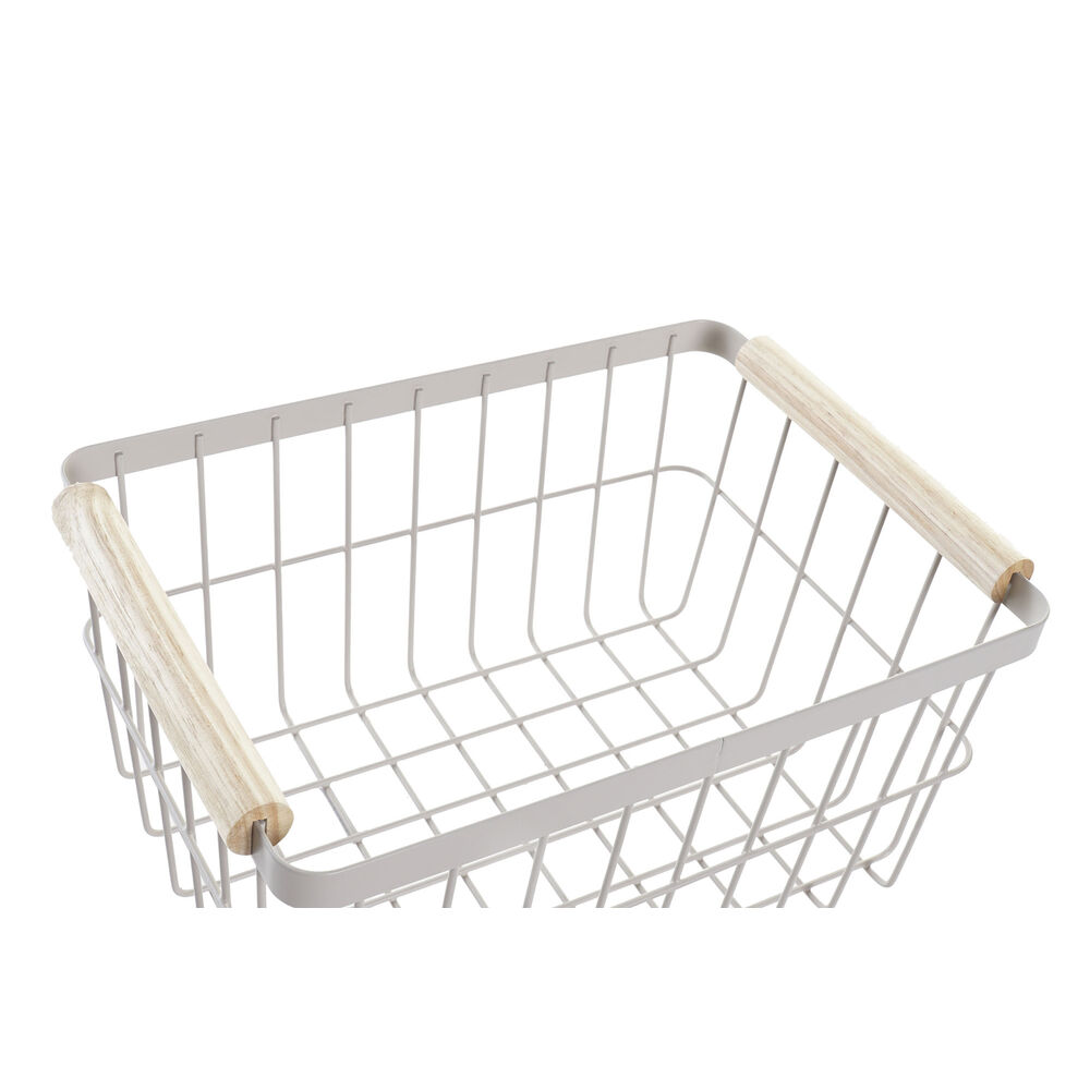 Nätkorgar DKD Home Decor Grön Beige Metall Furu Vintage 30,5 x 20 x 14,5 cm (2 antal) - 2