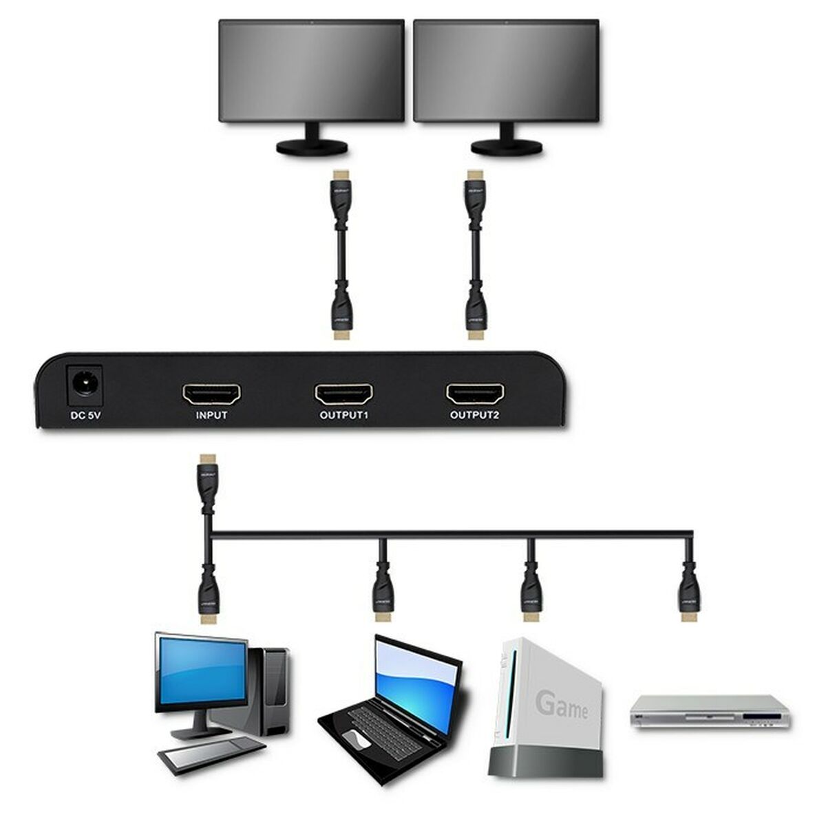 HDMI-Brytare Qoltec 51797 Svart - 6