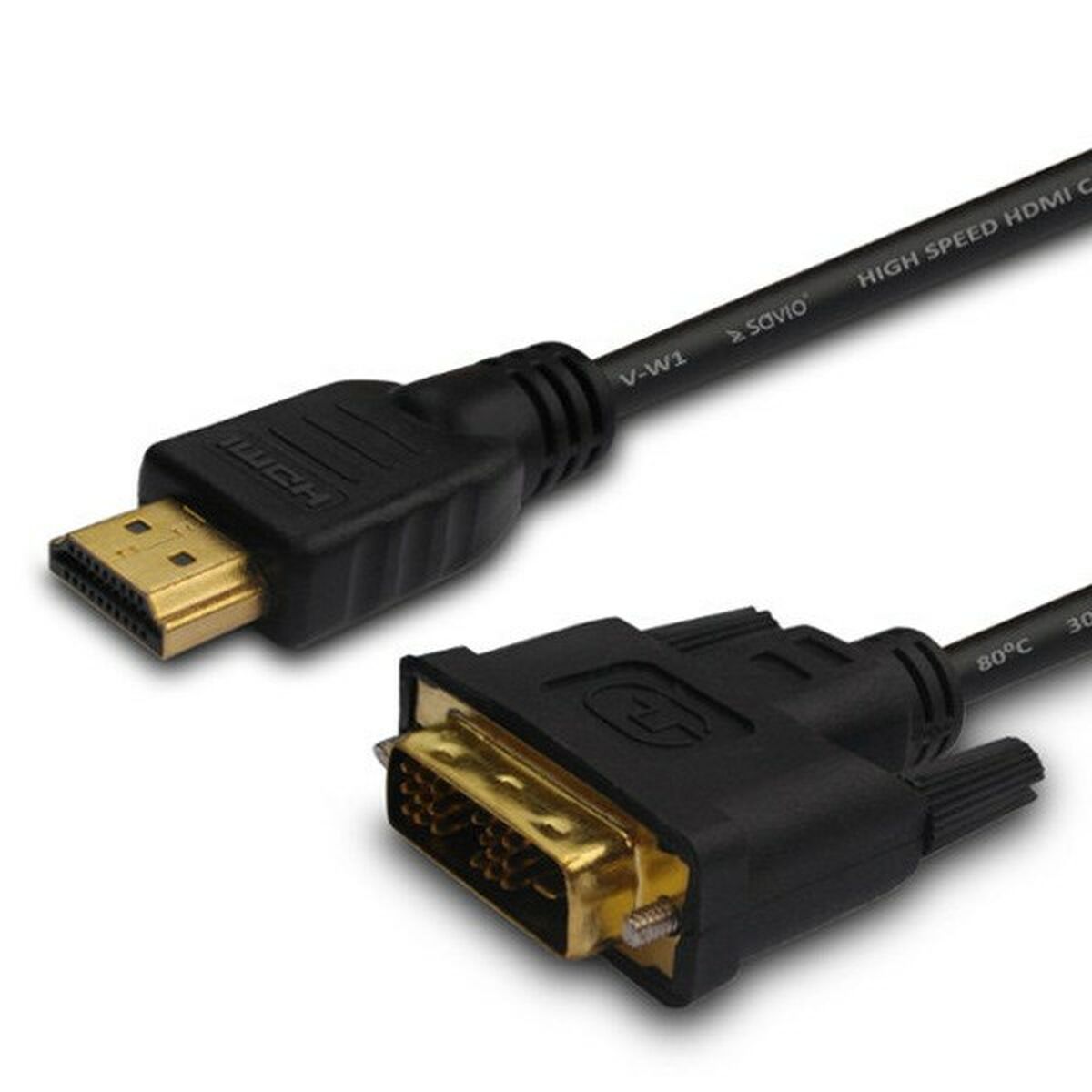 Kabel HDMI till DVI Savio cl-139 Svart 1,8 m