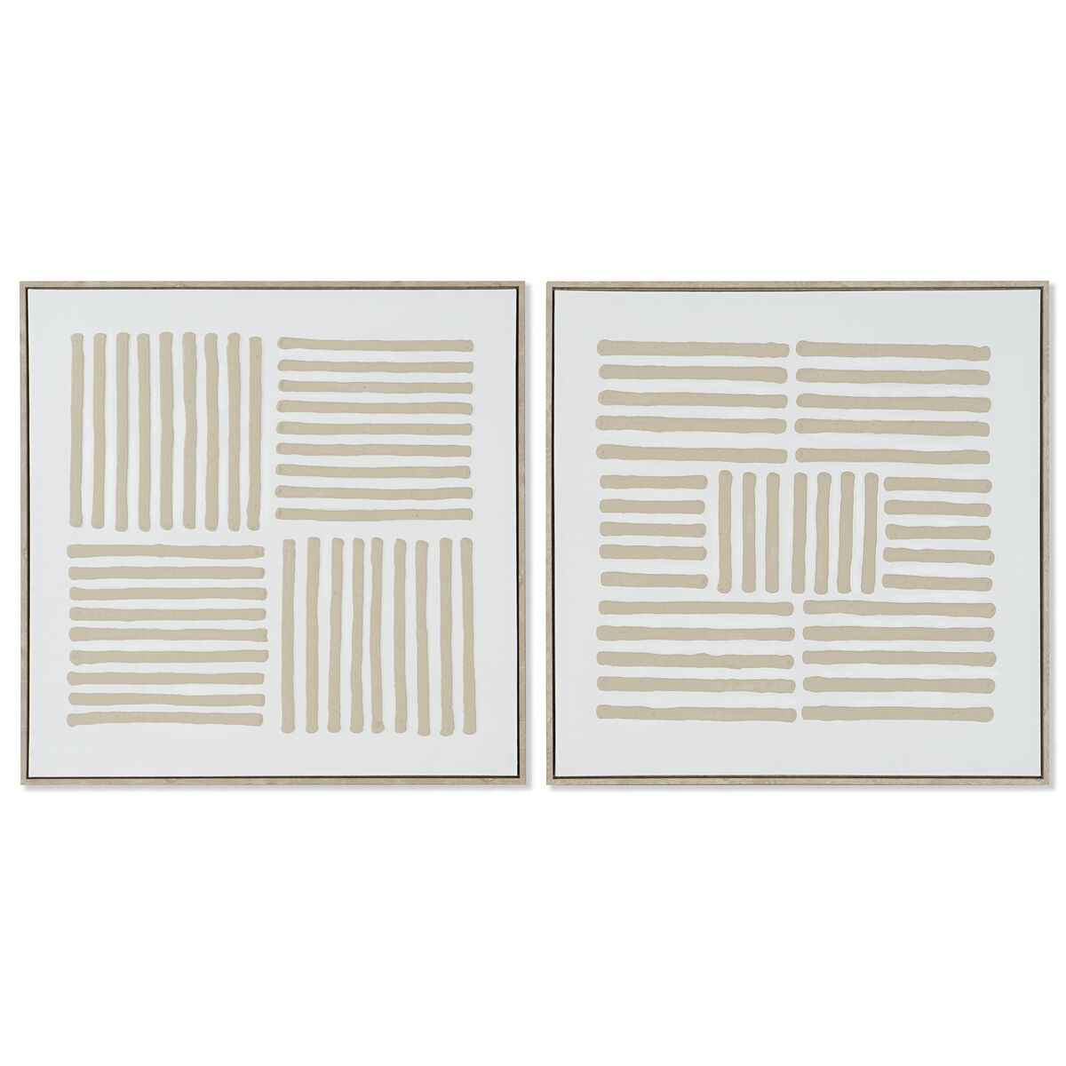 Kanvas Home ESPRIT Vit Beige Skandinavisk 83 x 4,5 x 83 cm (2 antal)